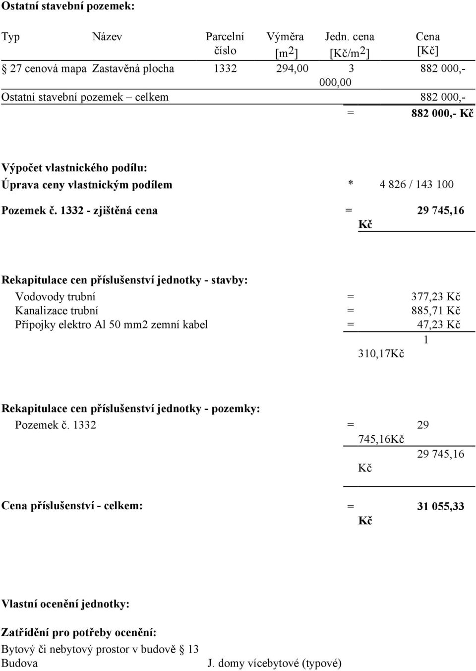 vlastnickým podílem * 4 826 / 143 100 Pozemek č.