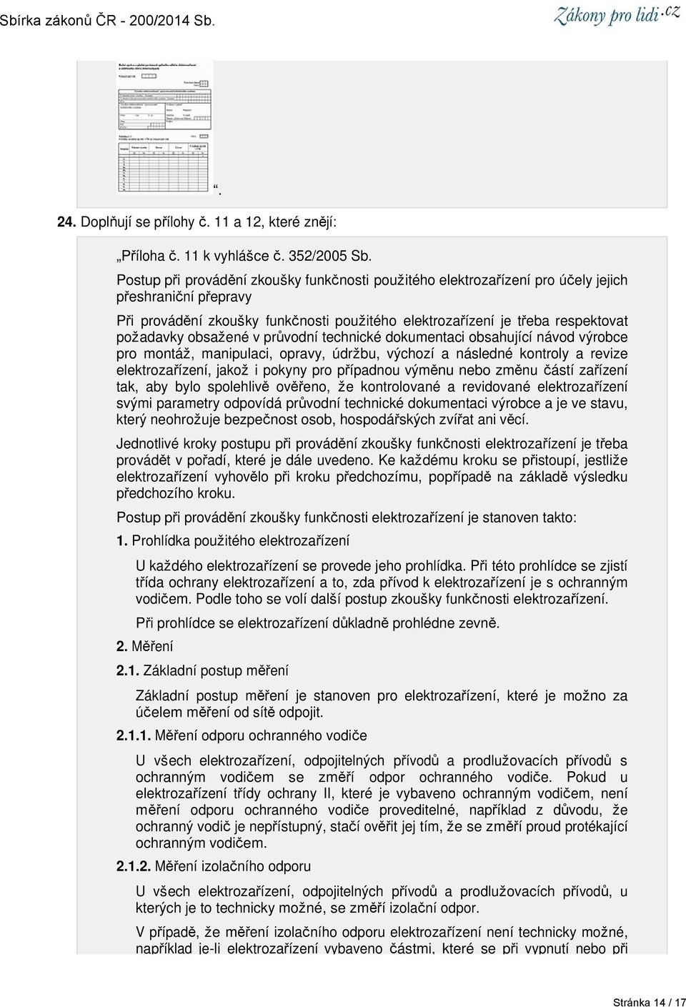 obsažené v průvodní technické dokumentaci obsahující návod výrobce pro montáž, manipulaci, opravy, údržbu, výchozí a následné kontroly a revize elektrozařízení, jakož i pokyny pro případnou výměnu