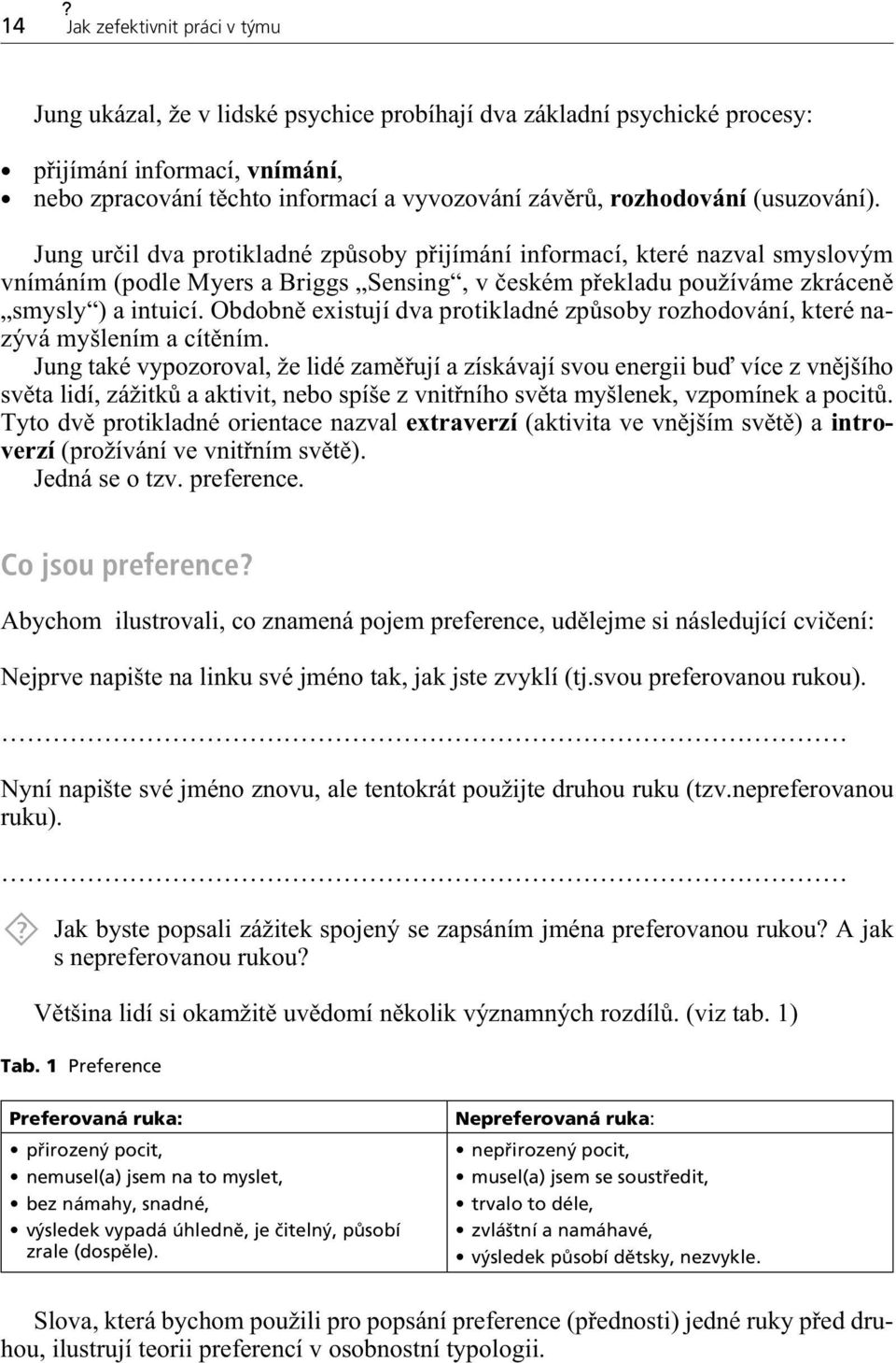 Obdobnì existují dva protikladné zpùsoby rozhodování, které nazývá myšlením a cítìním.