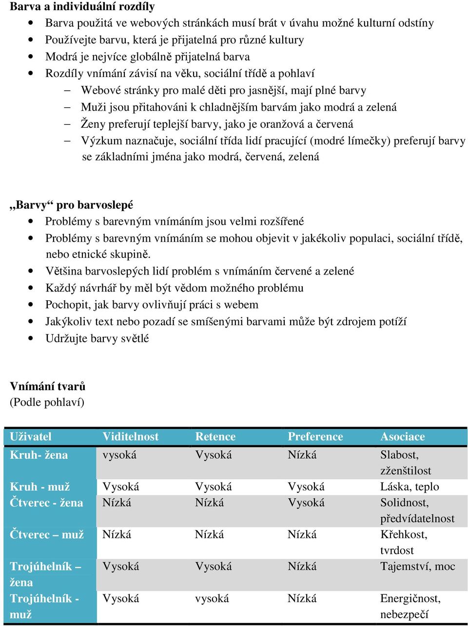 teplejší barvy, jako je oranžová a červená Výzkum naznačuje, sociální třída lidí pracující (modré límečky) preferují barvy se základními jména jako modrá, červená, zelená Barvy pro barvoslepé