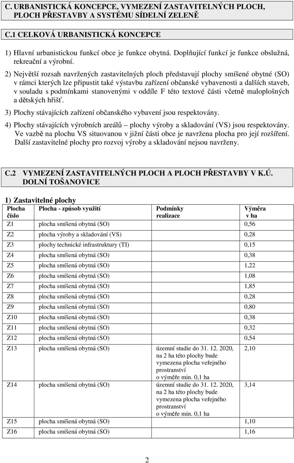 2) Největší rozsah navržených zastavitelných ploch představují plochy smíšené obytné (SO) v rámci kterých lze připustit také výstavbu zařízení občanské vybavenosti a dalších staveb, v souladu s