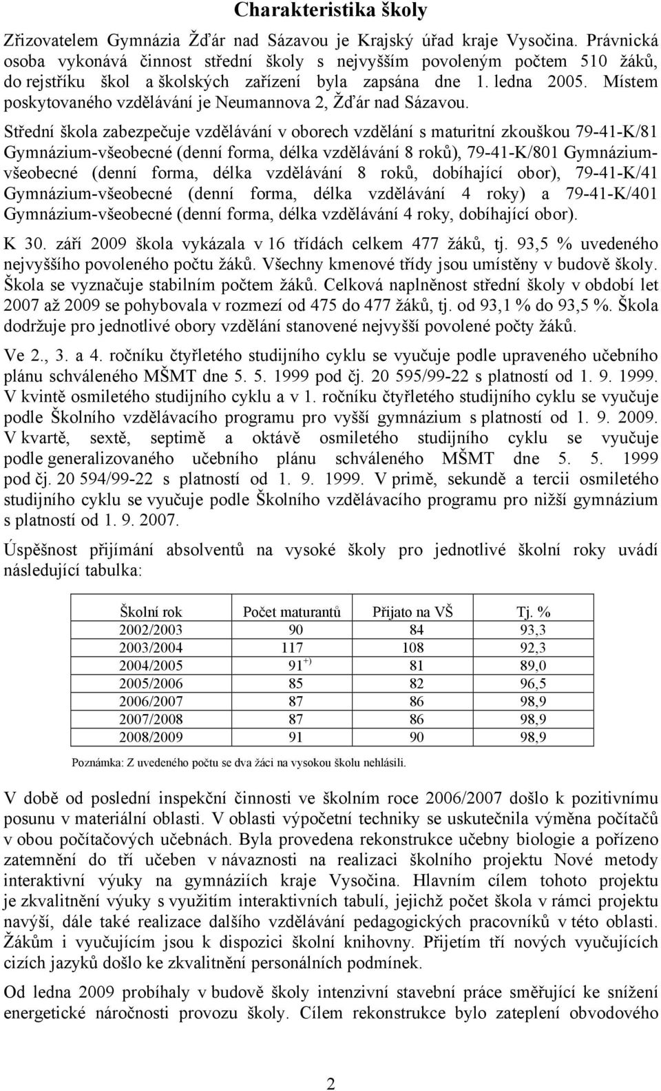 MÜstem poskytovanäho vzdělövönü je Neumannova 2, ŽďÖr nad SÖzavou.