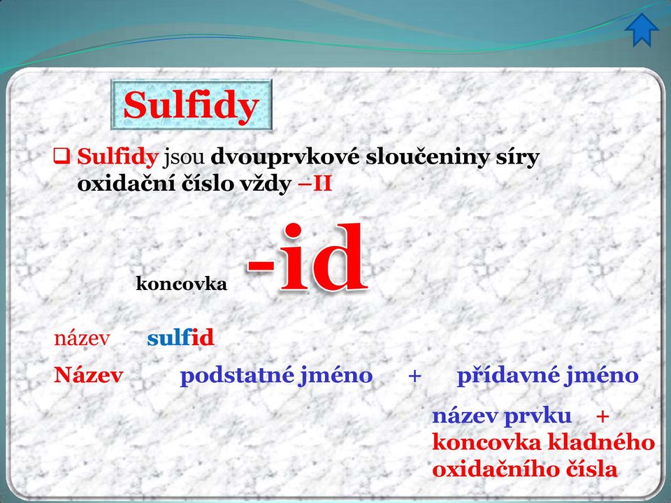 sulf id Název podstatné jméno + přídavné