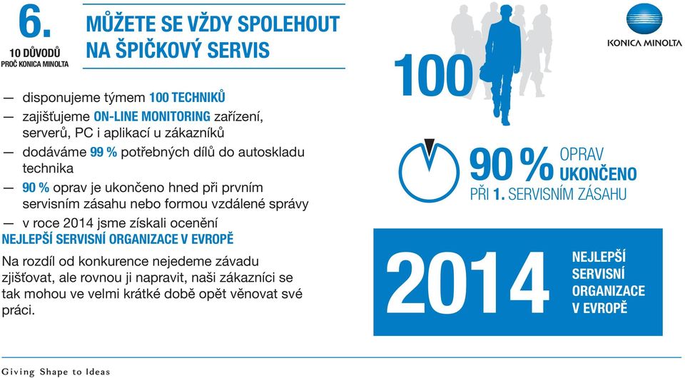 roce 2014 jsme získali ocenění NEJLEPŠÍ SERVISNÍ ORGANIZACE V EVROPĚ Na rozdíl od konkurence nejedeme závadu zjišťovat, ale rovnou ji napravit, naši