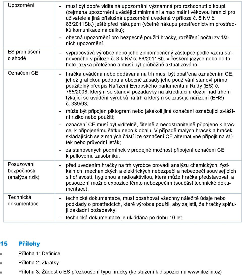 ) ještě před nákupem (včetně nákupu prostřednictvím prostředků komunikace na dálku); - obecná upozornění pro bezpečné použití hračky, rozšíření počtu zvláštních upozornění.