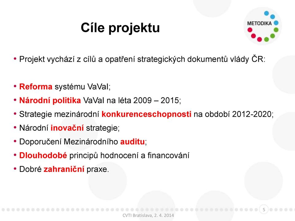 mezinárodní konkurenceschopnosti na období 2012-2020; Národní inovační strategie;