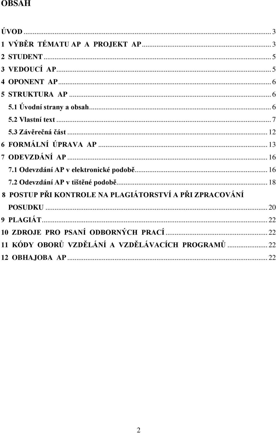 1 Odevzdání AP v elektronické podobě... 16 7.2 Odevzdání AP v tištěné podobě.