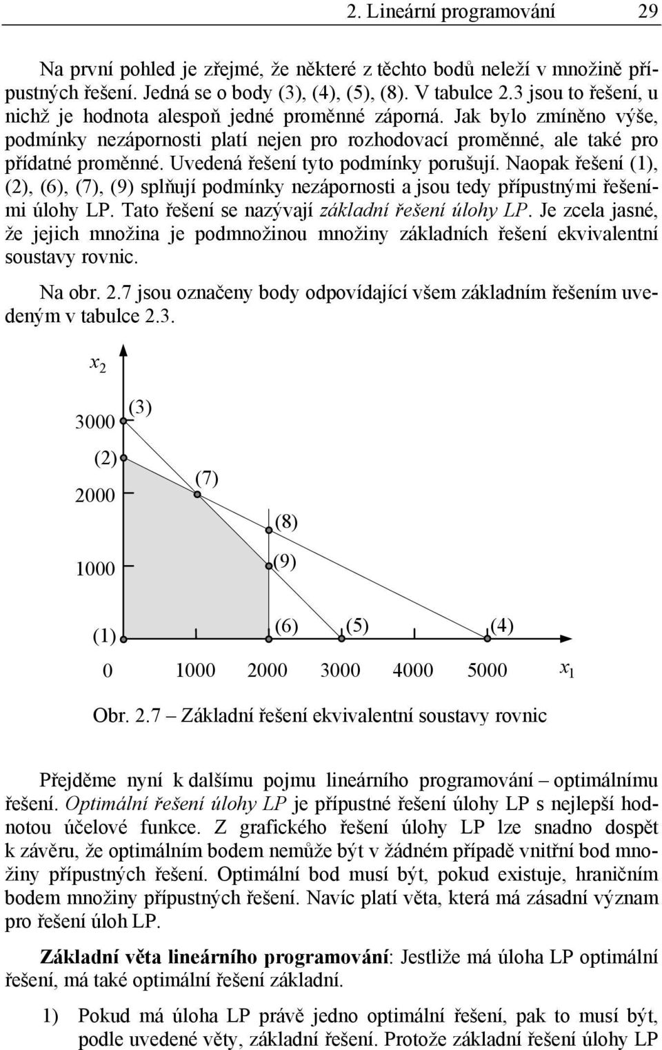 Uvedená řešení tyto podmínky porušují. Naopak řešení (1), (2), (6), (7), (9) splňují podmínky nezápornosti a jsou tedy přípustnými řešeními úlohy LP. Tato řešení se nazývají základní řešení úlohy LP.