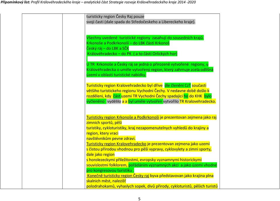 U TR Krkonoše a Český ráj se jedná o přirozeně vytvořené regiony, u Královéhradecka o uměle vytvořený region, který zahrnuje zcela odlišná území v oblasti turistické nabídky.