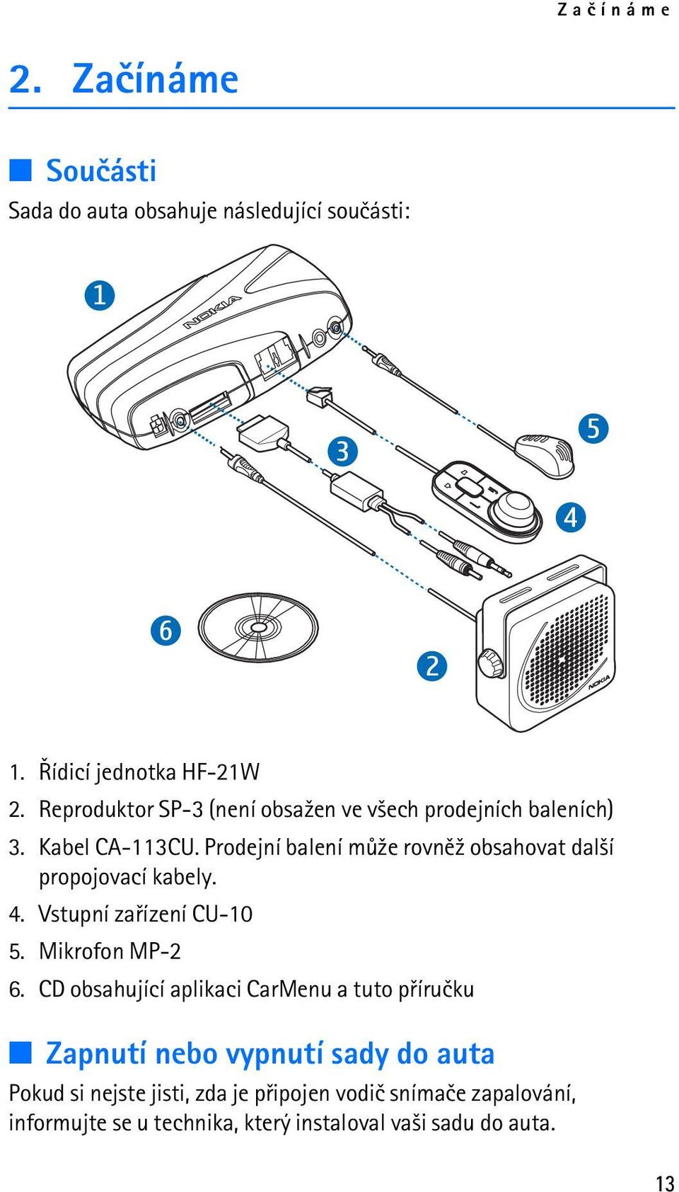 Prodejní balení mù¾e rovnì¾ obsahovat dal¹í propojovací kabely. 4. Vstupní zaøízení CU-10 5. Mikrofon MP-2 6.