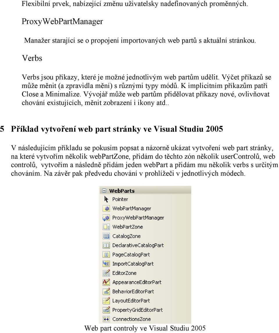 Vývojář může web partům přidělovat příkazy nové, ovlivňovat chování existujících, měnit zobrazení i ikony atd.