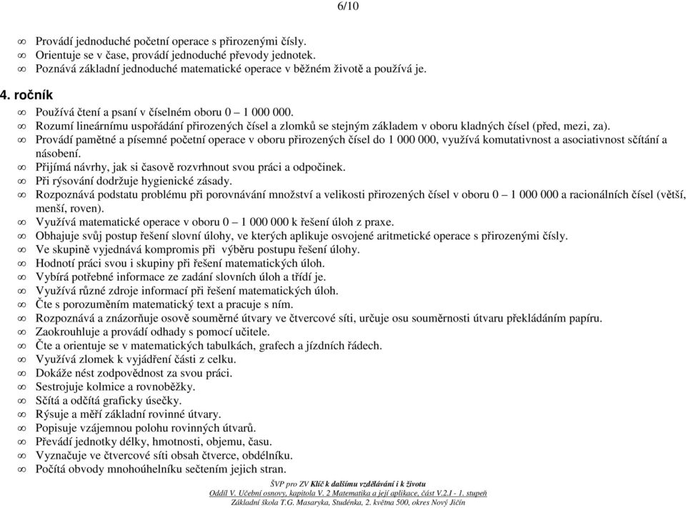 Provádí pamětné a písemné početní operace v oboru přirozených čísel do 1 000 000, využívá komutativnost a asociativnost sčítání a násobení.