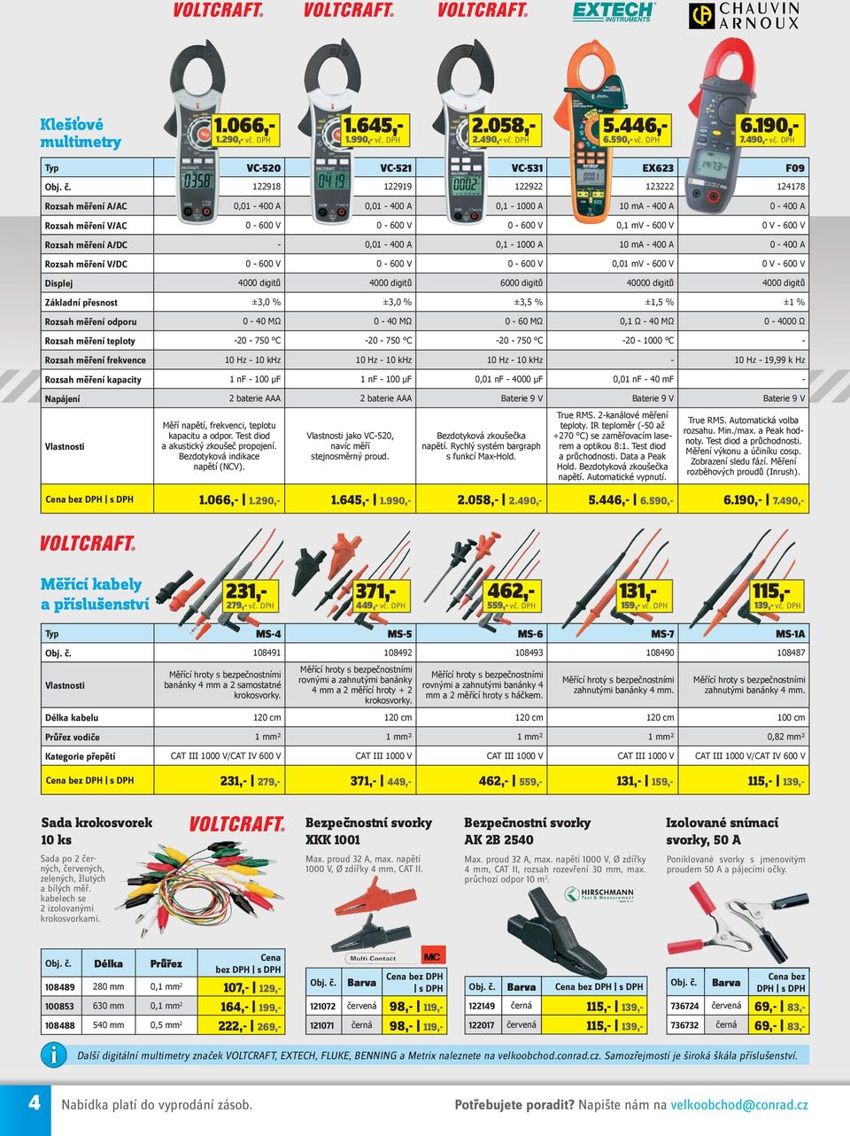 0,01-400 A 0,1-1000 A 10 ma - 400 A 0-400 A Rozsah měření V/DC 0-600 V 0-600 V 0-600 V 0,01 mv - 600 V 0 V - 600 V Displej 4000 digitů 4000 digitů 6000 digitů 40000 digitů 4000 digitů Základní