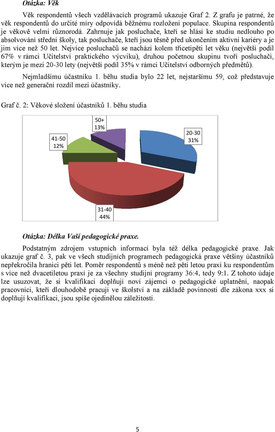 Zahrnuje jak posluchače, kteří se hlásí ke studiu nedlouho po absolvování střední školy, tak posluchače, kteří jsou těsně před ukončením aktivní kariéry a je jim více než 50 let.