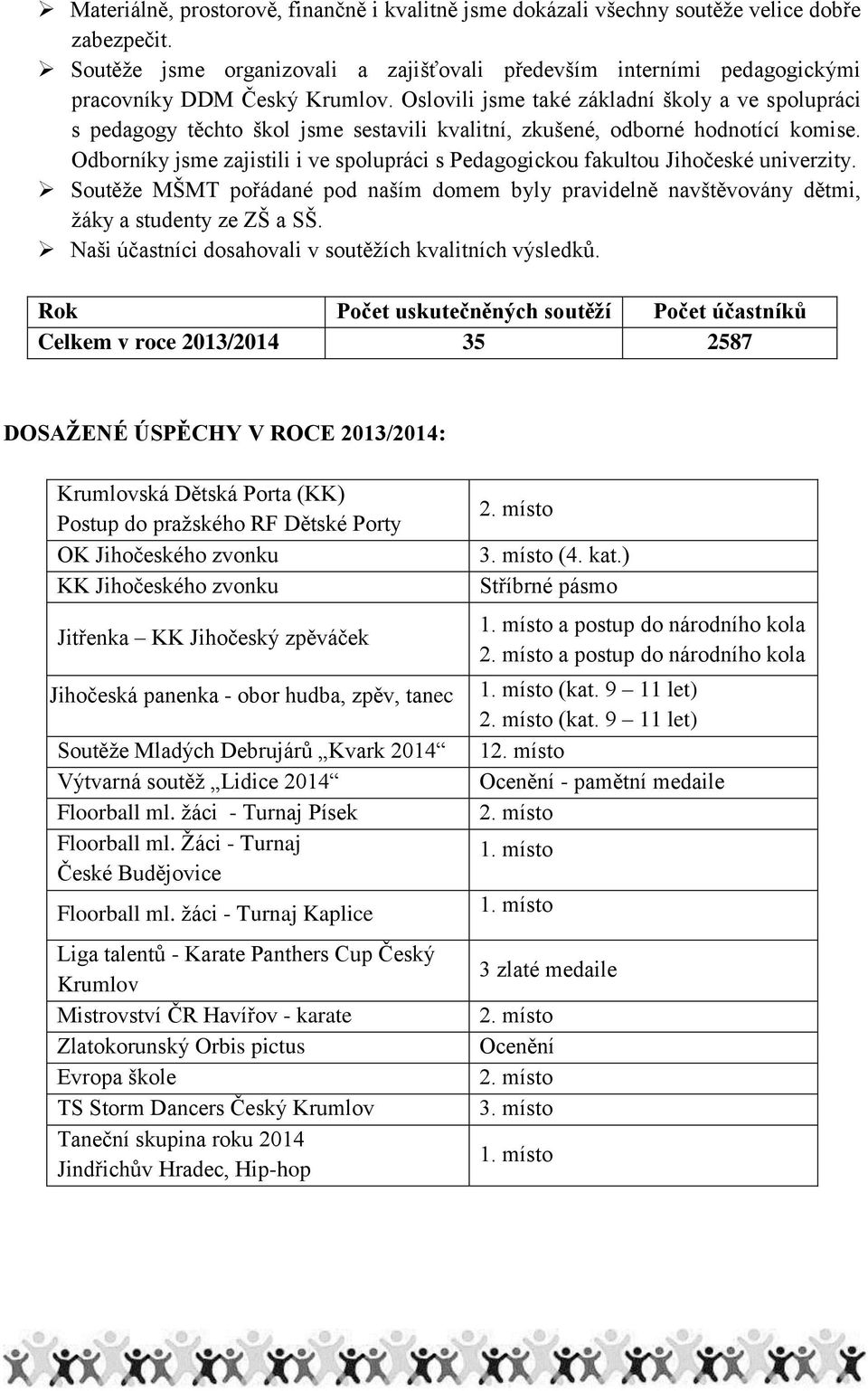 Oslovili jsme také základní školy a ve spolupráci s pedagogy těchto škol jsme sestavili kvalitní, zkušené, odborné hodnotící komise.