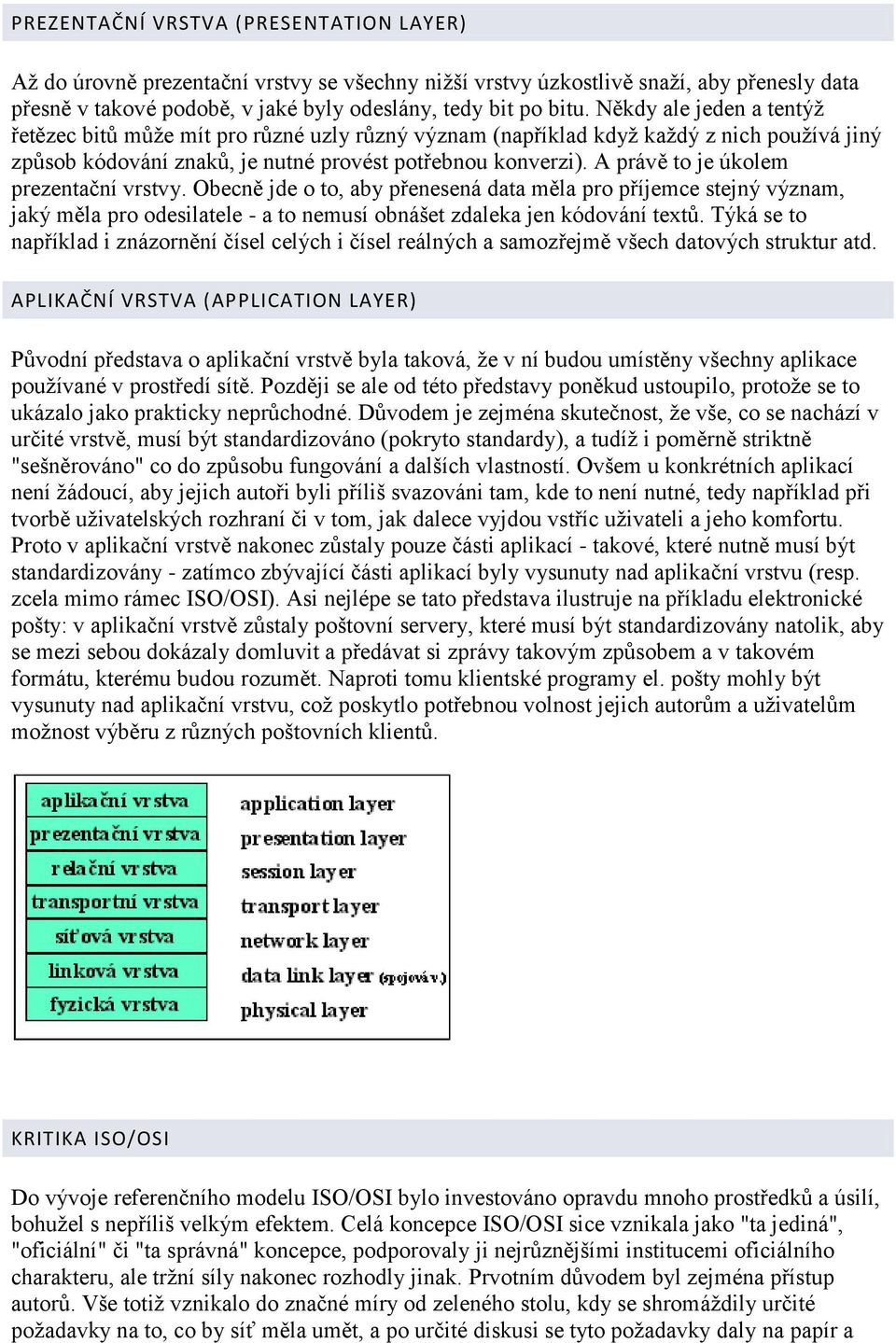 A právě to je úkolem prezentační vrstvy. Obecně jde o to, aby přenesená data měla pro příjemce stejný význam, jaký měla pro odesilatele - a to nemusí obnášet zdaleka jen kódování textů.