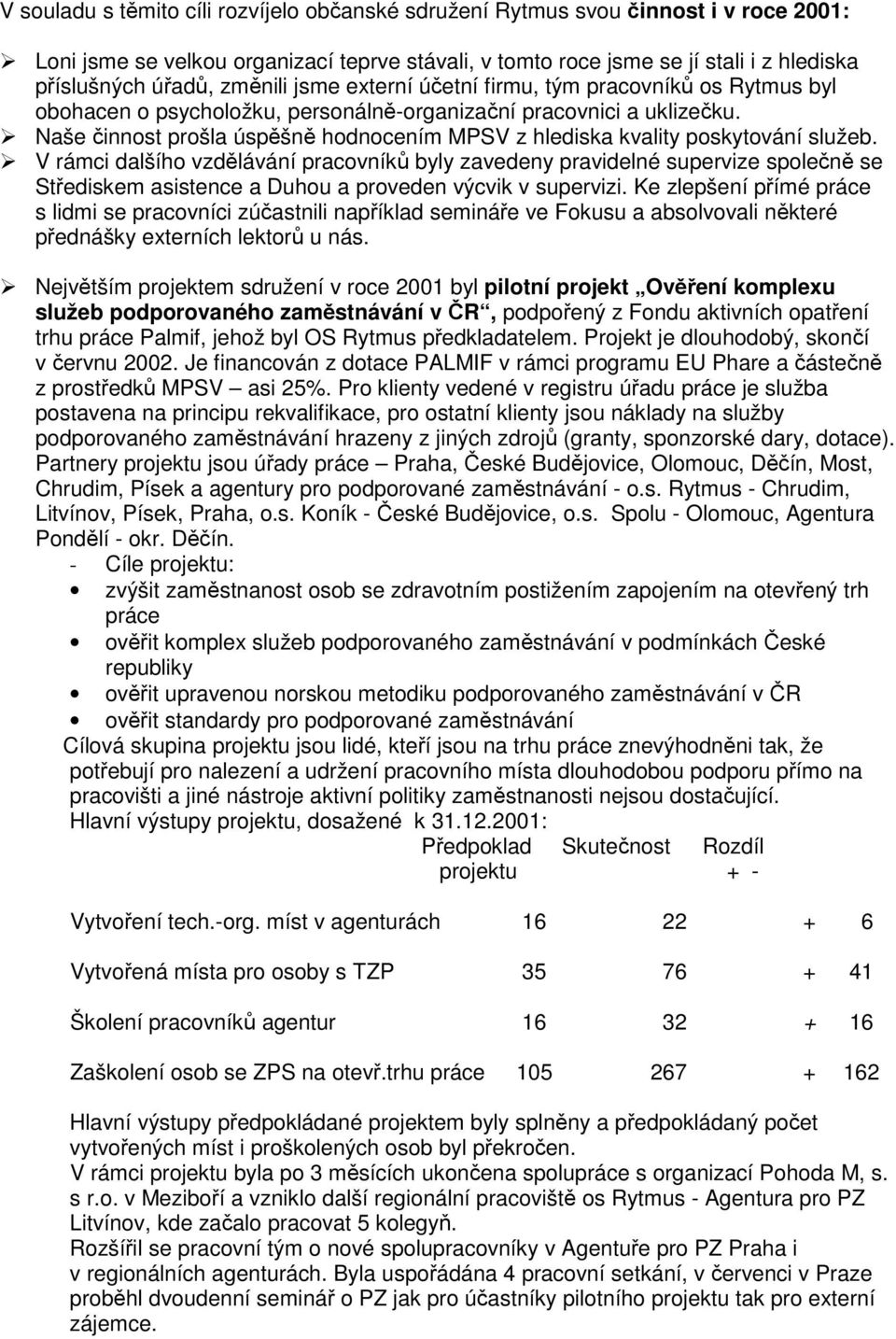 Naše činnost prošla úspěšně hodnocením MPSV z hlediska kvality poskytování služeb.