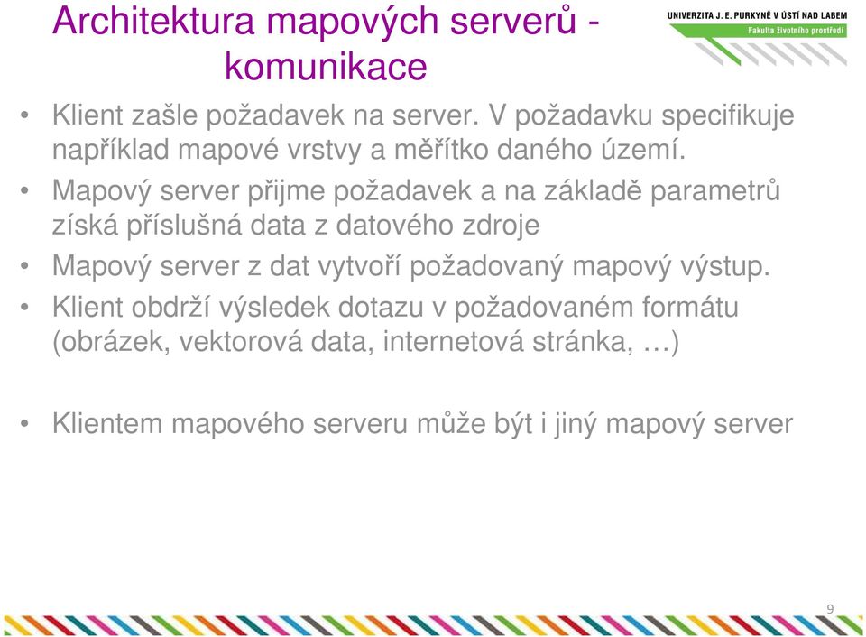 Mapový server přijme požadavek a na základě parametrů získá příslušná data z datového zdroje Mapový server z dat