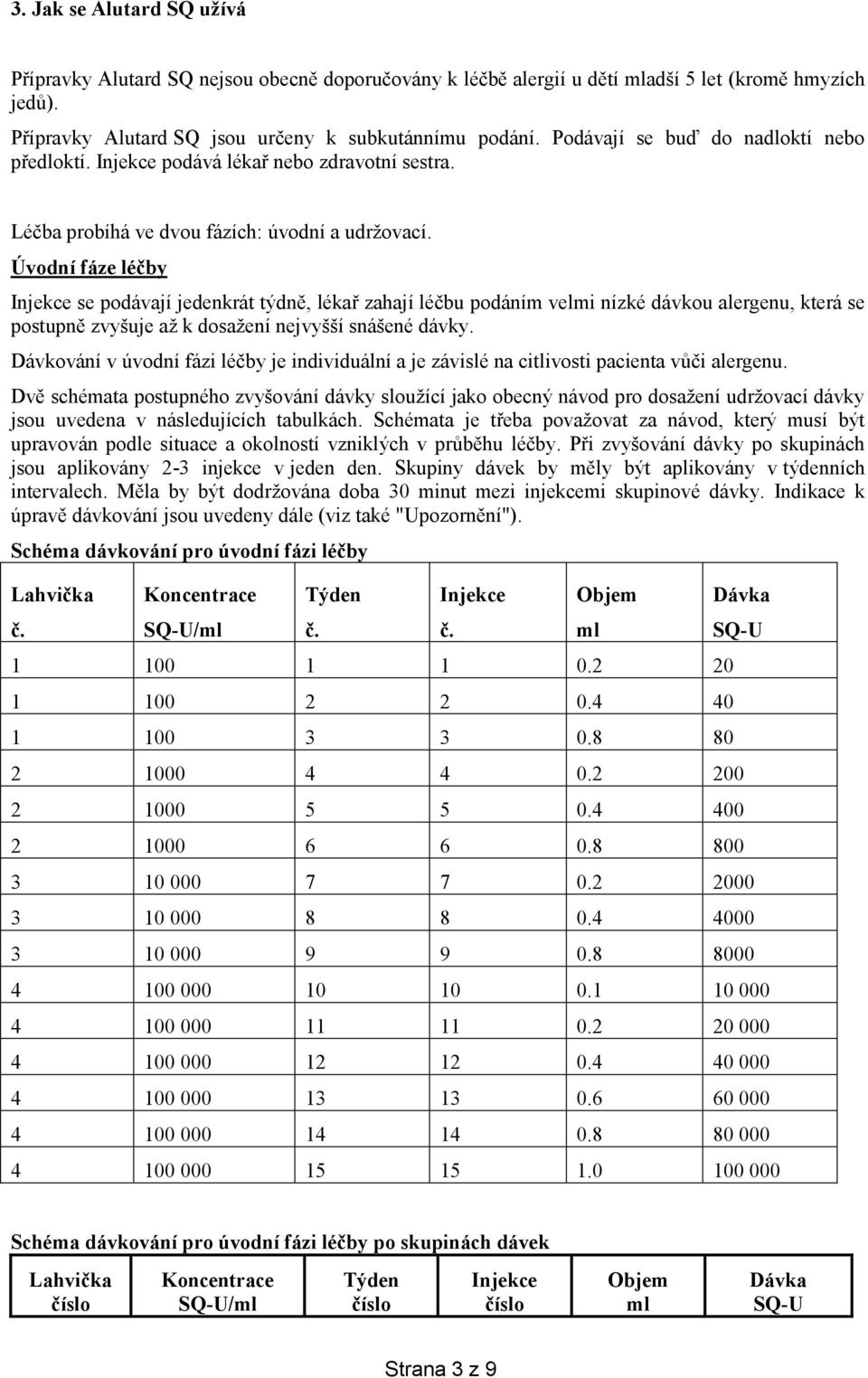 Úvodní fáze léčby Injekce se podávají jedenkrát týdně, lékař zahají léčbu podáním velmi nízké dávkou alergenu, která se postupně zvyšuje až k dosažení nejvyšší snášené dávky.