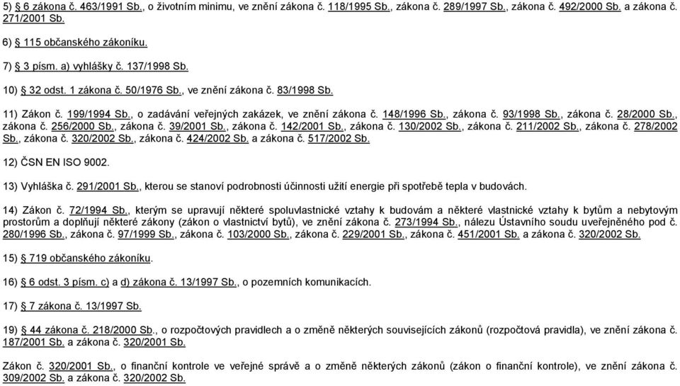 93/1998 Sb., zákona č. 28/2000 Sb., zákona č. 256/2000 Sb., zákona č. 39/2001 Sb., zákona č. 142/2001 Sb., zákona č. 130/2002 Sb., zákona č. 211/2002 Sb., zákona č. 278/2002 Sb., zákona č. 320/2002 Sb.