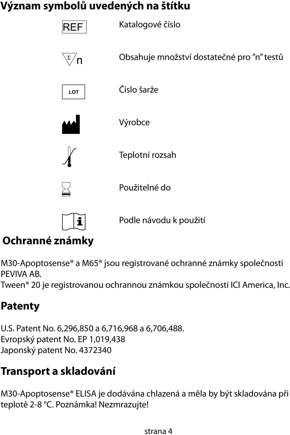 Tween 20 je registrovanou ochrannou známkou společnosti ICI America, Inc. Patenty U.S. Patent No. 6,296,850 a 6,716,968 a 6,706,488.