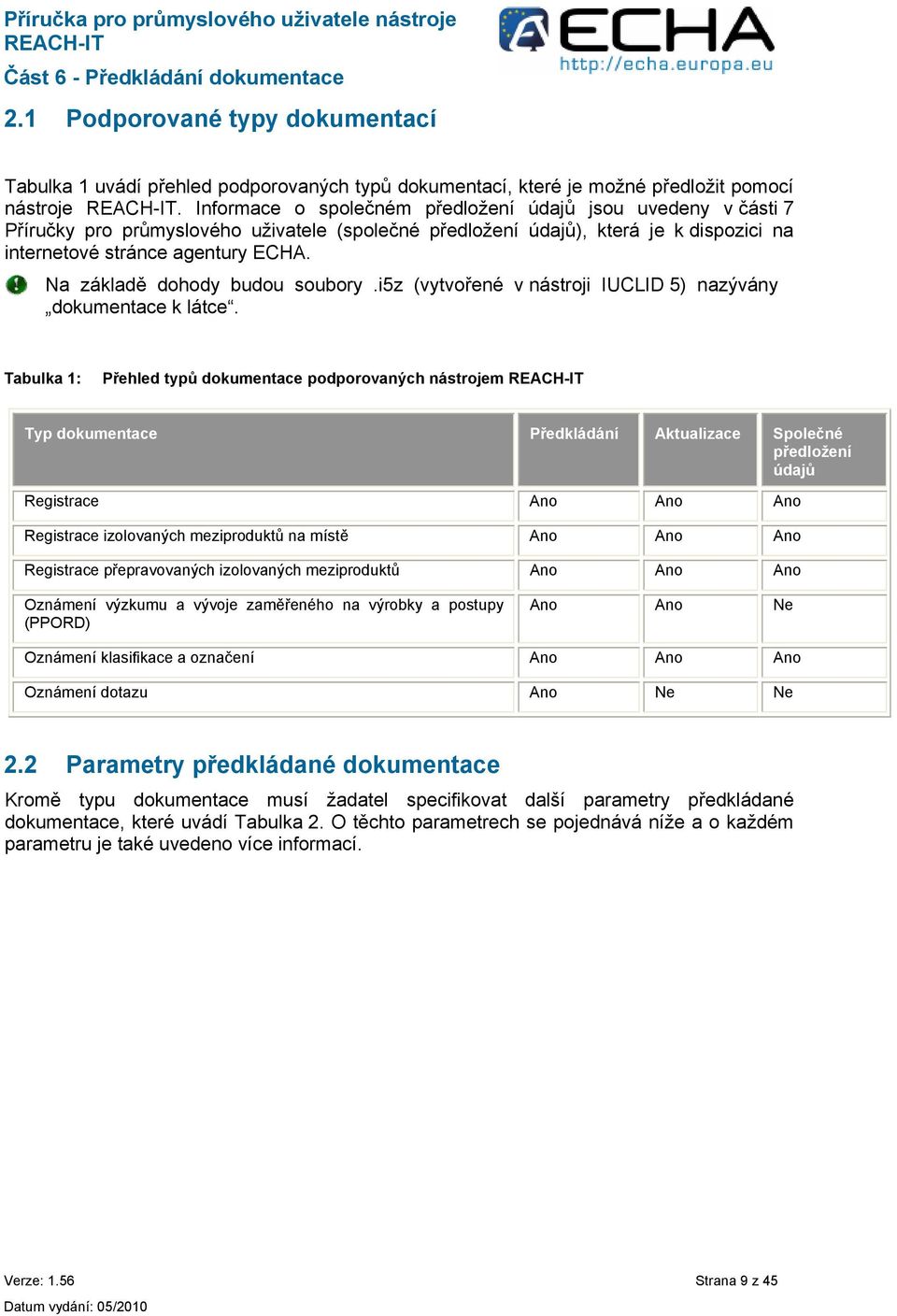 Na základě dohody budou soubory.i5z (vytvořené v nástroji IUCLID 5) nazývány dokumentace k látce.