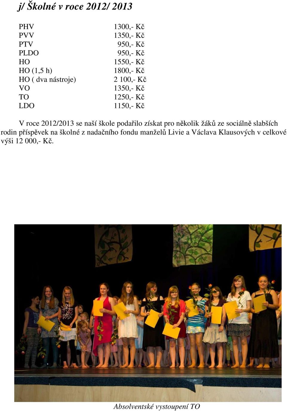 2012/2013 se naší škole podařilo získat pro několik žáků ze sociálně slabších rodin příspěvek na