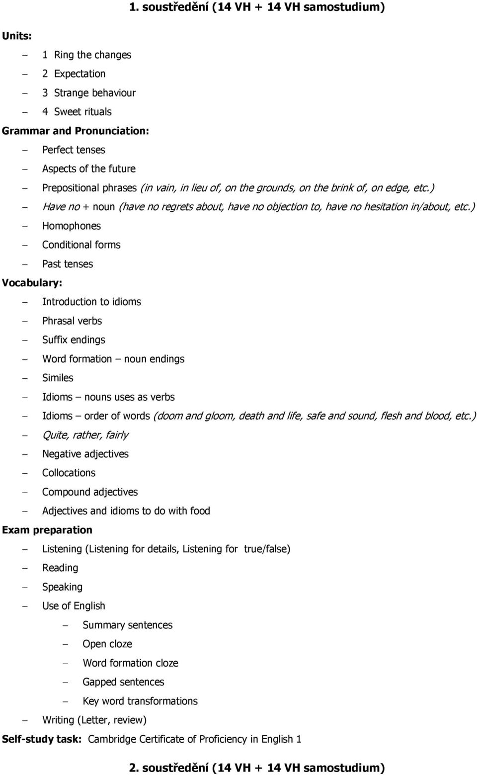 ) Homophones Conditional forms Past tenses Introduction to idioms Phrasal verbs Suffix endings Word formation noun endings Similes Idioms nouns uses as verbs Idioms order of words (doom and gloom,