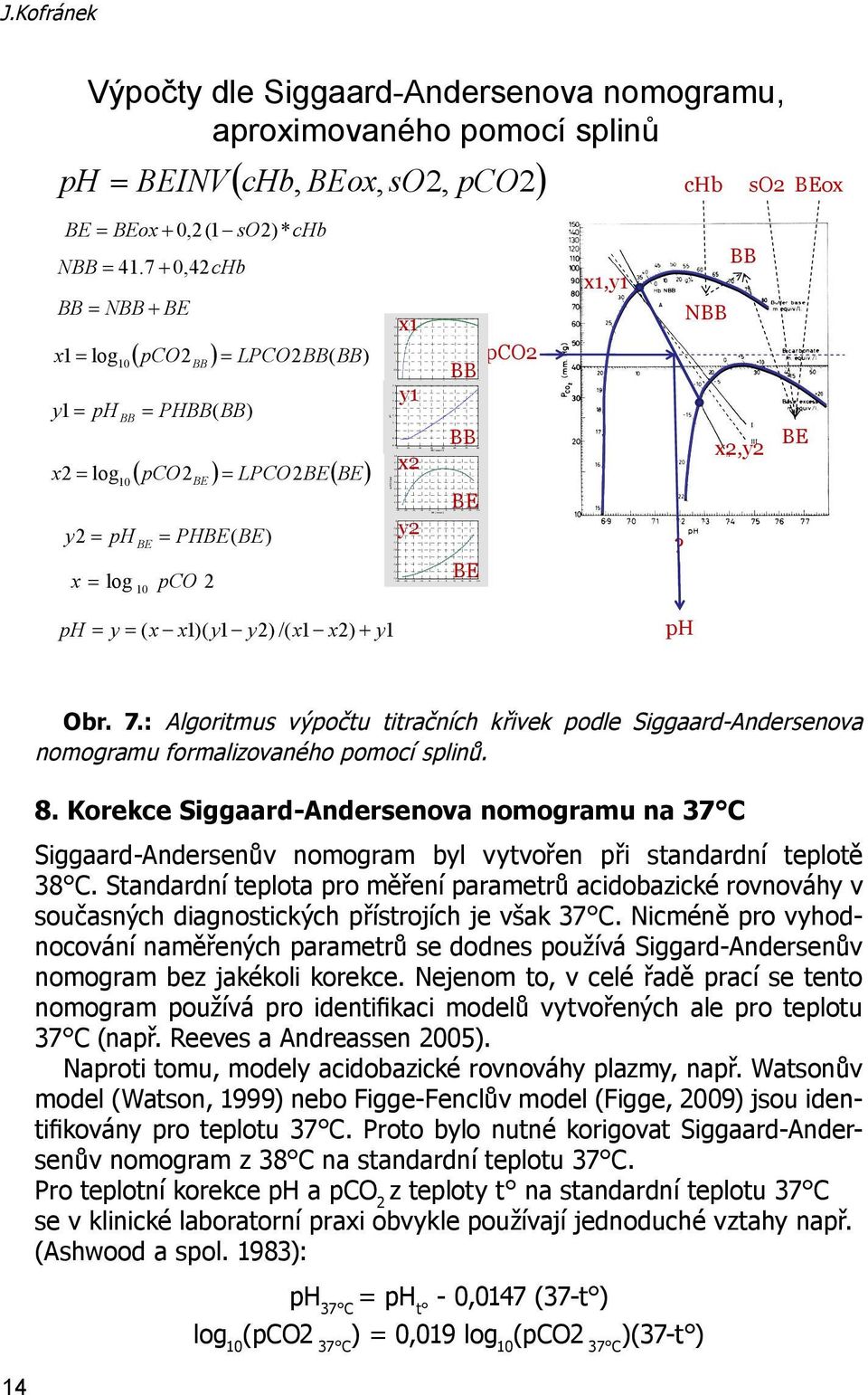 Tribula Výpo ty dle Siggaard-Andersenova nomogramu, aproximovaného pomocí splin ph BEINV chb, BEox, so2, pco2 BE BEox 0,2(1 so2) * chb NBB 41.