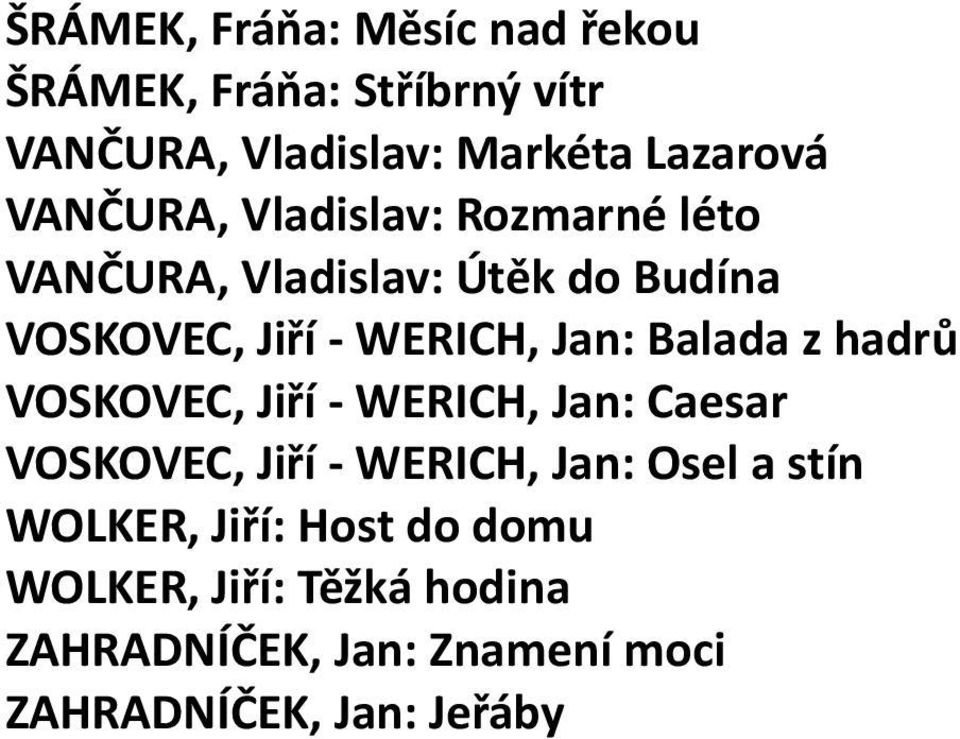 Balada z hadrů VOSKOVEC, Jiří - WERICH, Jan: Caesar VOSKOVEC, Jiří - WERICH, Jan: Osel a stín