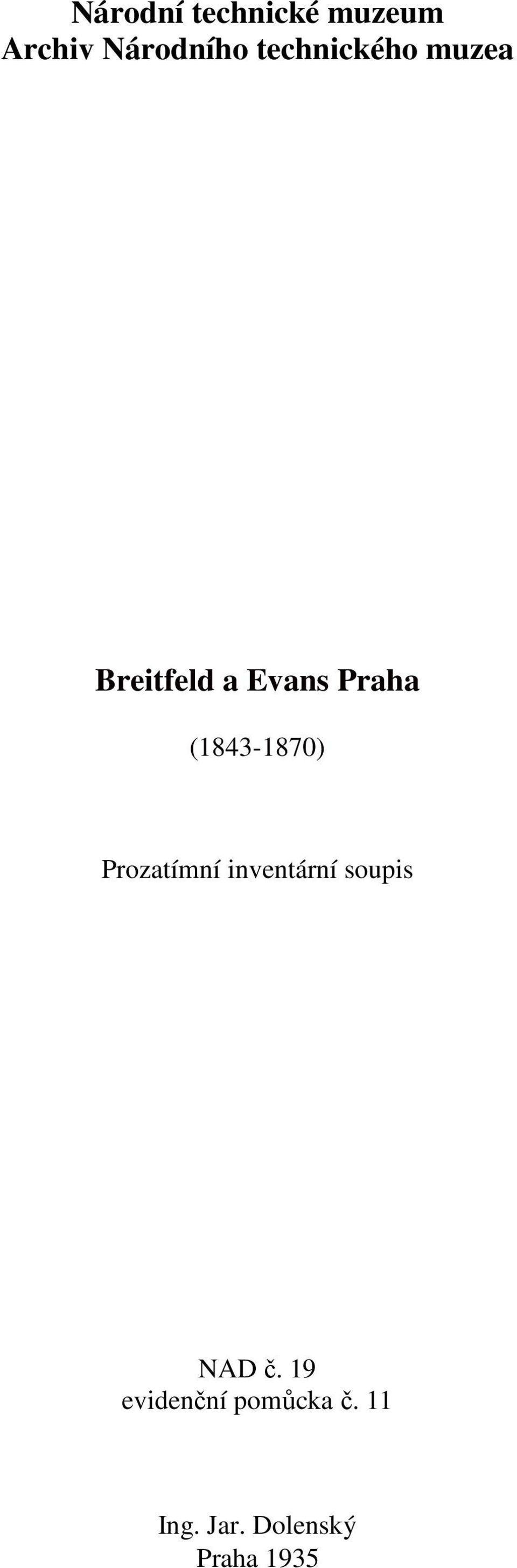 (1843-1870) Prozatímní inventární soupis NAD č.