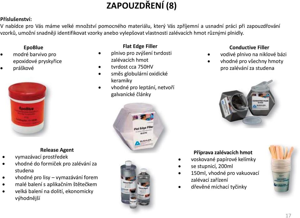 EpoBlue modré barvivo pro epoxidové pryskyřice práškové Flat Edge Filler plnivo pro zvýšení tvrdosti zalévacích hmot tvrdost cca 750HV směs globulární oxidické keramiky vhodné pro leptání, netvoří