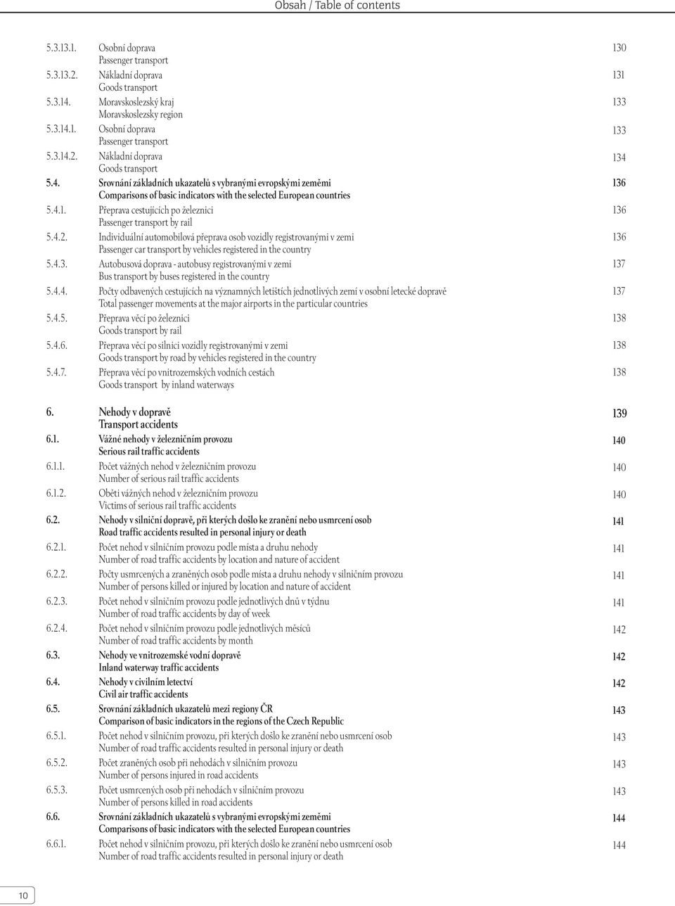 4.1. Přeprava cestujících po železnici Passenger transport by rail 5.4.2.