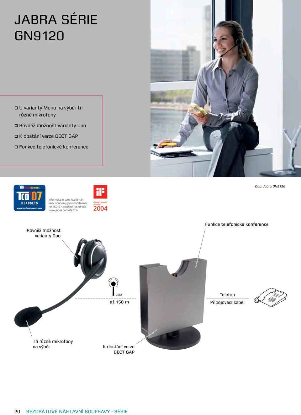 : Jabra GN9120 Informace o tom, které náhlavní soupravy jsou certifikované TCO 07, najdete na adrese www.jabra.