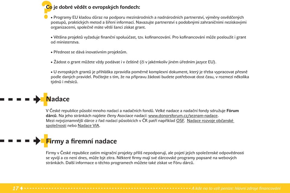 Pro kofinancování může posloužit i grant od ministerstva. Přednost se dává inovativním projektům. Žádost o grant můžete vždy podávat i v češtině (či v jakémkoliv jiném úředním jazyce EU).