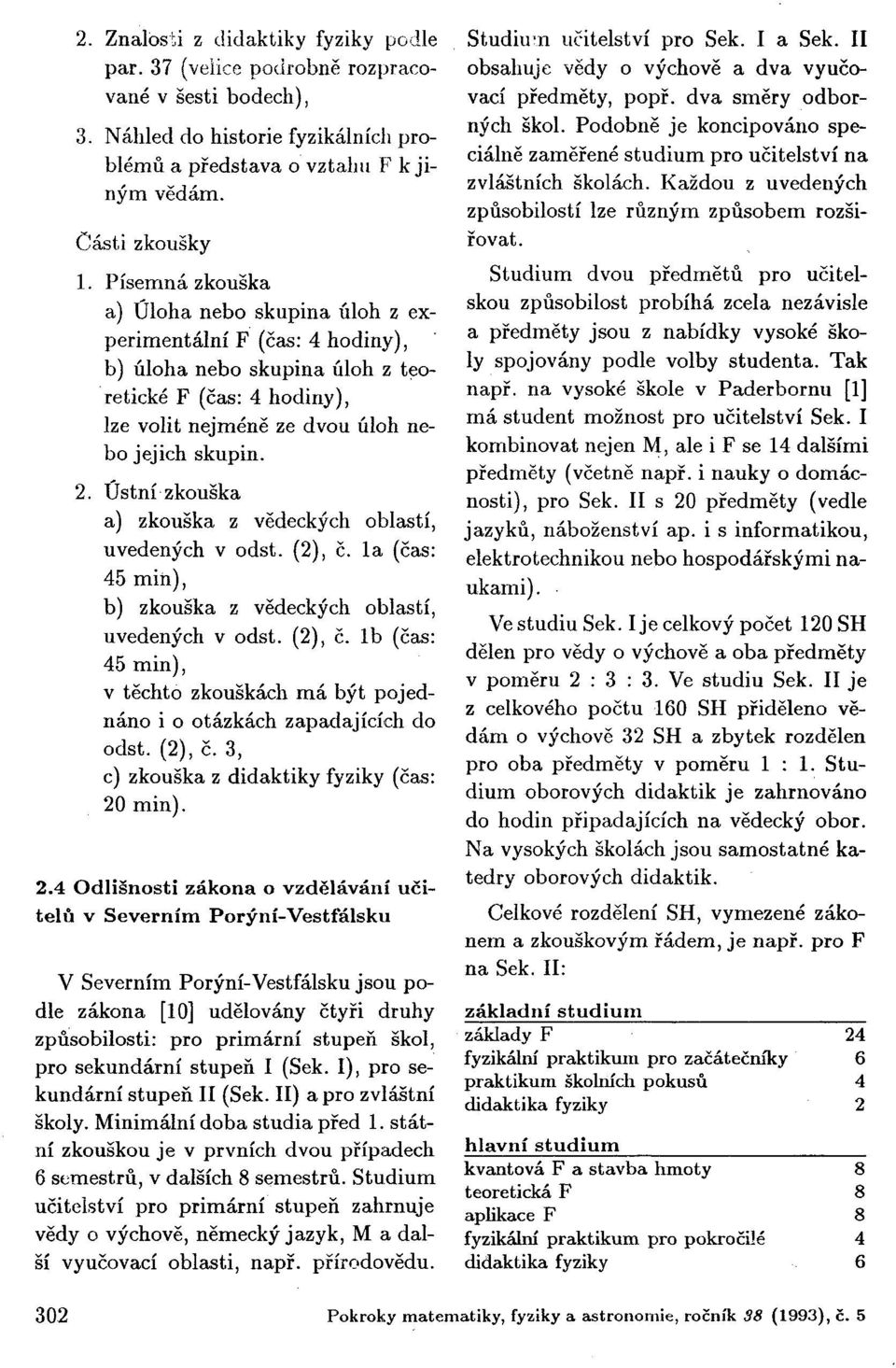 Ústní zkouška a) zkouška z vědeckých oblastí, uvedených v odst. (2), č. la (čas: 45 min), b) zkouška z vědeckých oblastí, uvedených v odst. (2), č. lb (čas: 45 min), v těchto zkouškách má být pojednáno i o otázkách zapadajících do odst.