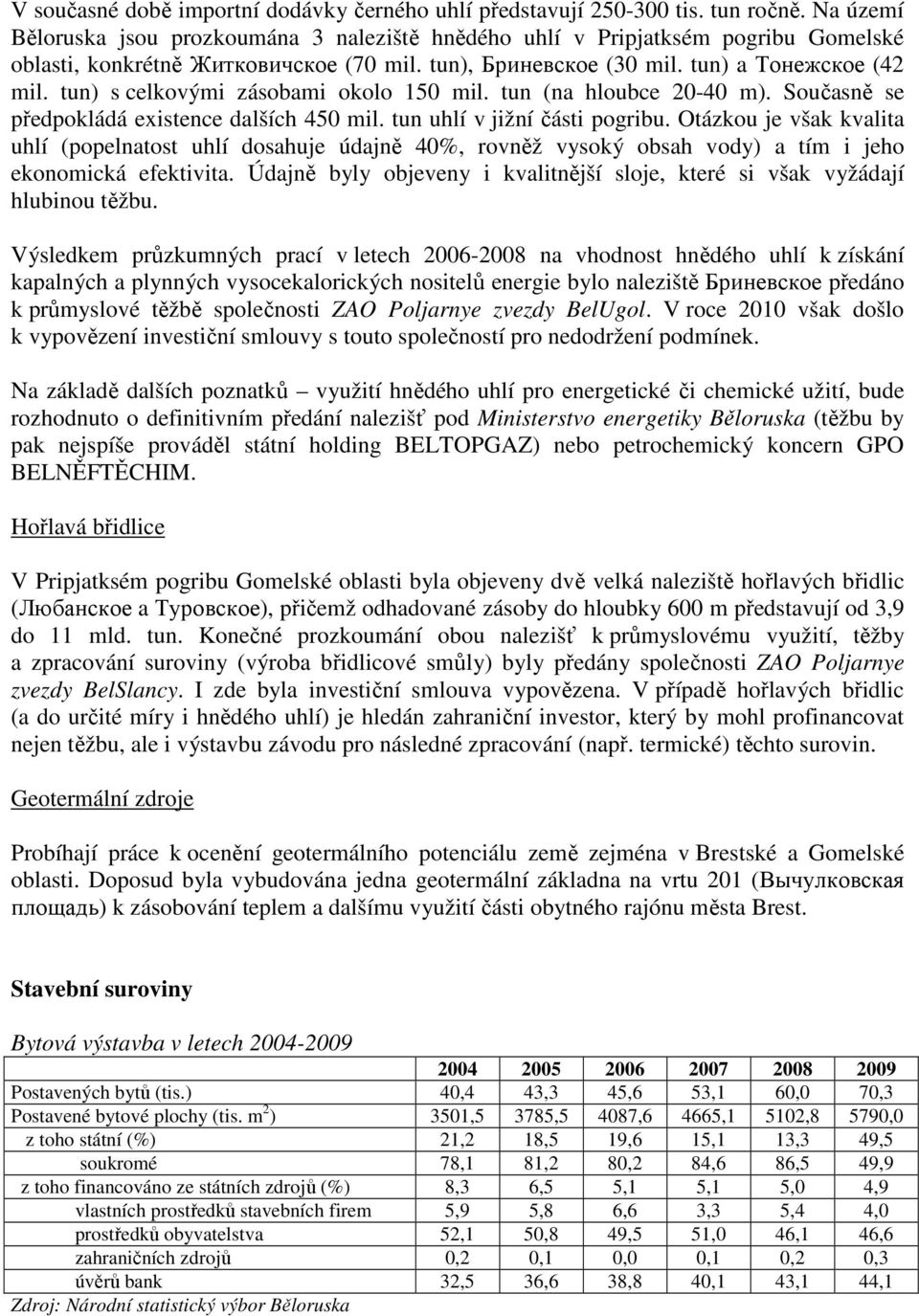 tun) s celkovými zásobami okolo 150 mil. tun (na hloubce 20-40 m). Současně se předpokládá existence dalších 450 mil. tun uhlí v jižní části pogribu.