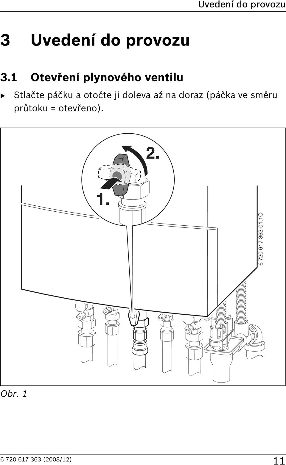 otočte ji doleva až na doraz (páčka ve směru