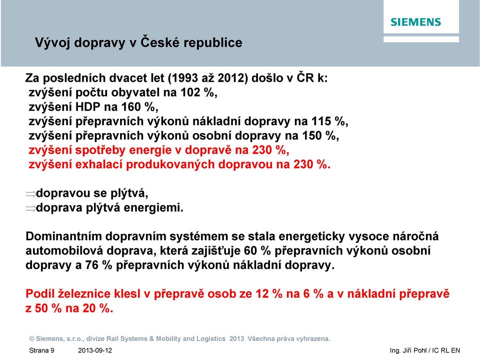 230 %. dopravou se plýtvá, doprava plýtvá energiemi.