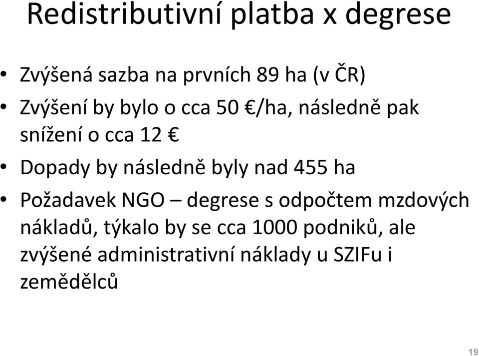 následně byly nad 455 ha Požadavek NGO degrese s odpočtem mzdových nákladů,