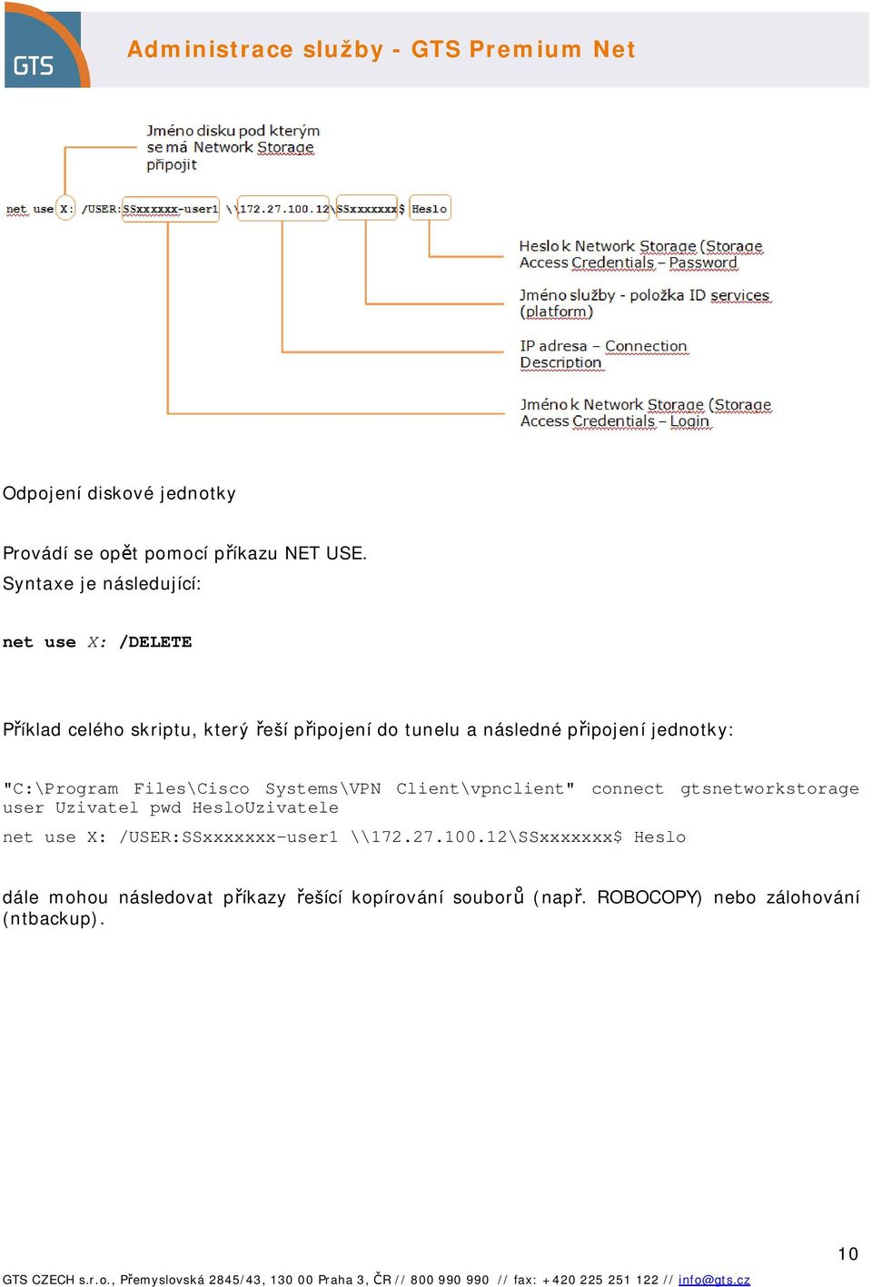 jednotky: "C:\Program Files\Cisco Systems\VPN Client\vpnclient" connect gtsnetworkstorage user Uzivatel pwd