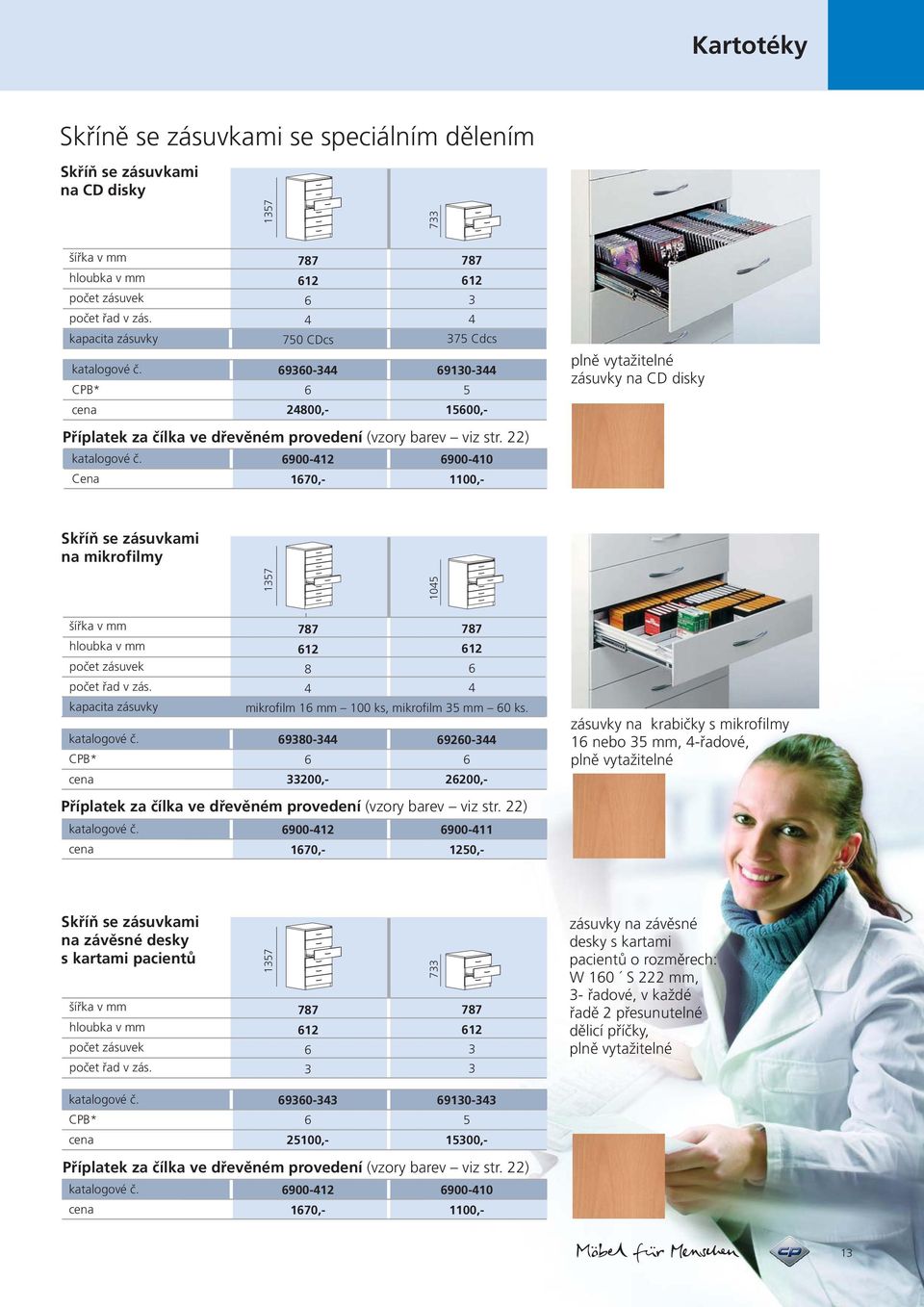 ) Skříň se zásuvkami na mikrofilmy 7 0 počet zásuvek počet řad v zás. kapacita zásuvky 77 77 mikrofilm mm 00 ks, mikrofilm mm 0 ks.