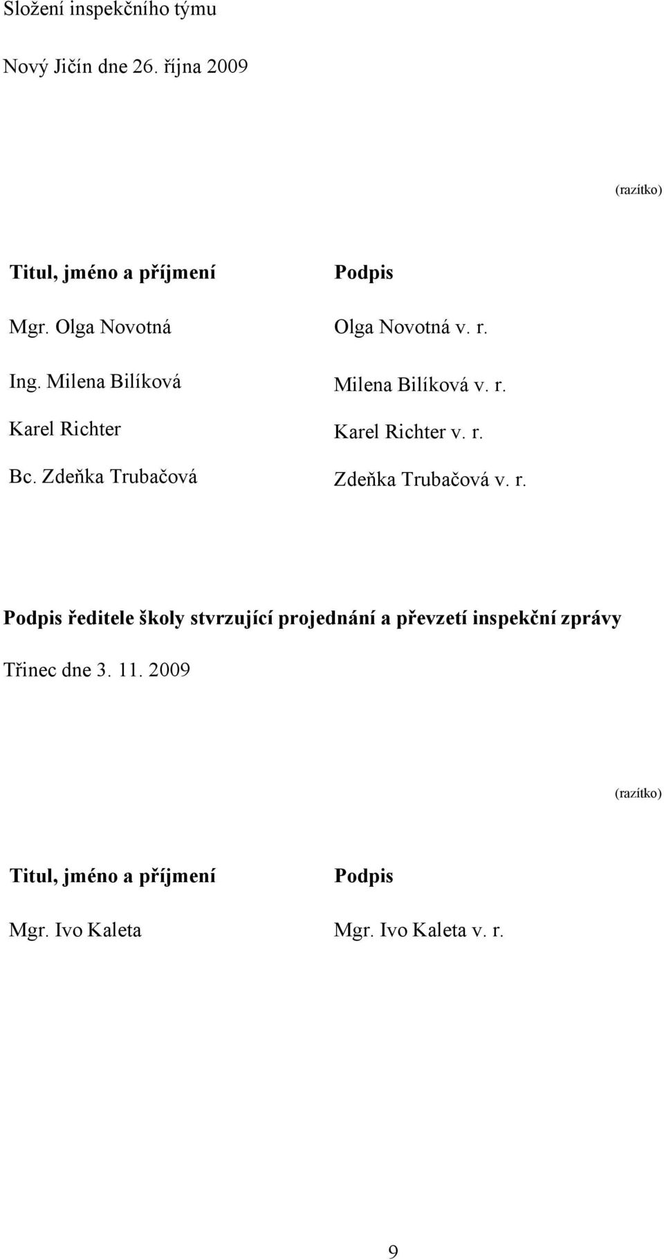 Zdeňka Trubačová Zdeňka Trubačová v. r.