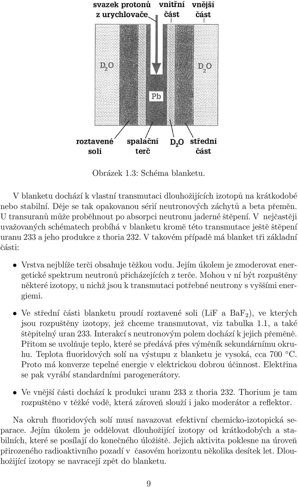 V takovém případě má blanket tři základní části: Vrstva nejblíže terči obsahuje těžkou vodu. Jejím úkolem je zmoderovat energetické spektrum neutronů přicházejících z terče.