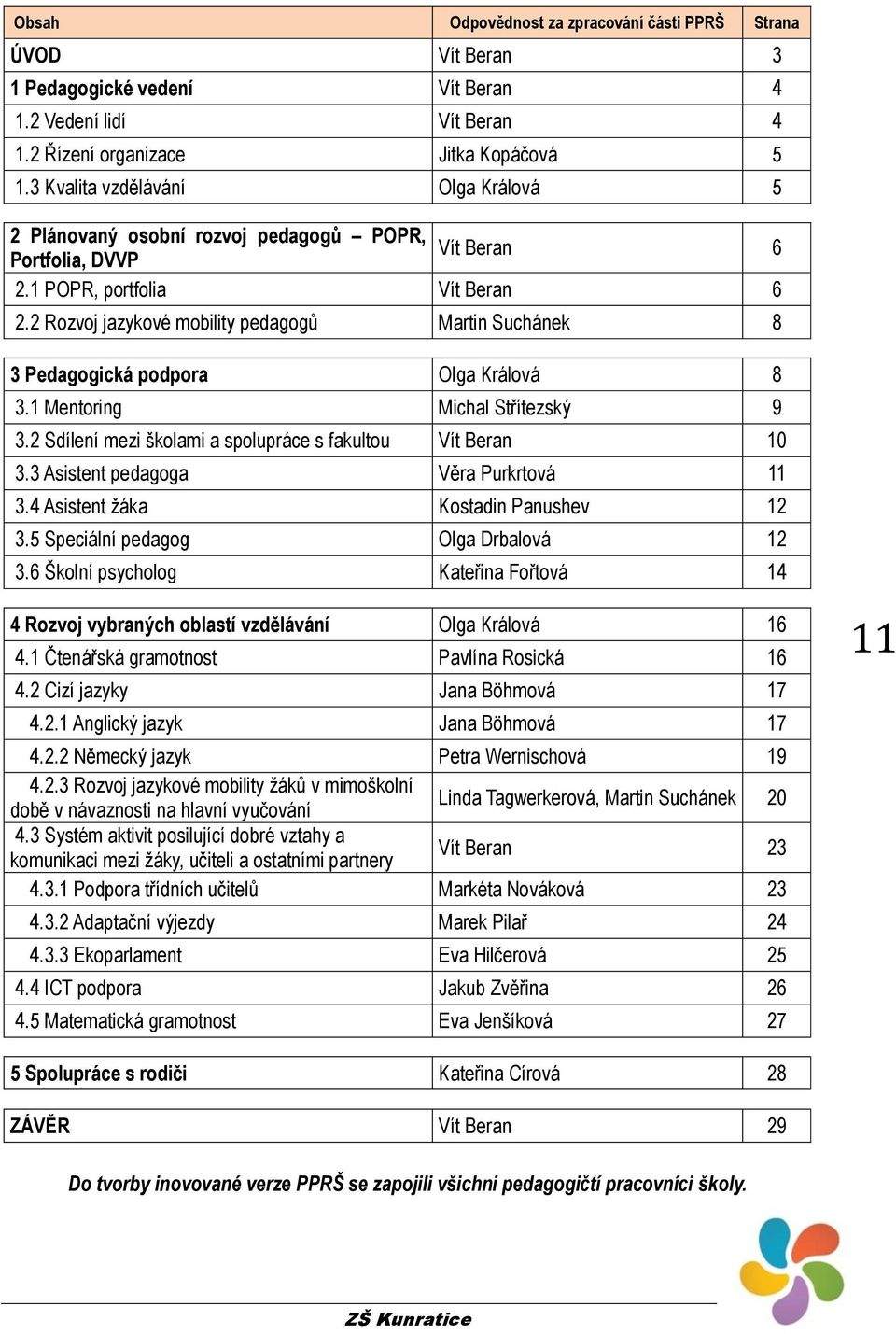 2 Rozvoj jazykové mobility pedagogů Martin Suchánek 8 3 Pedagogická podpora Olga Králová 8 3.1 Mentoring Michal Střítezský 9 3.2 Sdílení mezi školami a spolupráce s fakultou Vít Beran 10 3.