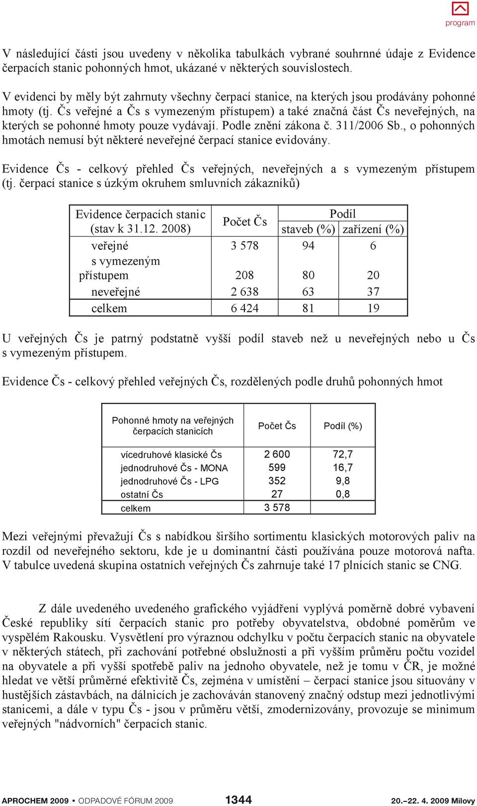 Čs veřejné a Čs s vymezeným přístupem) a také značná část Čs neveřejných, na kterých se pohonné hmoty pouze vydávají. Podle znění zákona č. 11/ Sb.