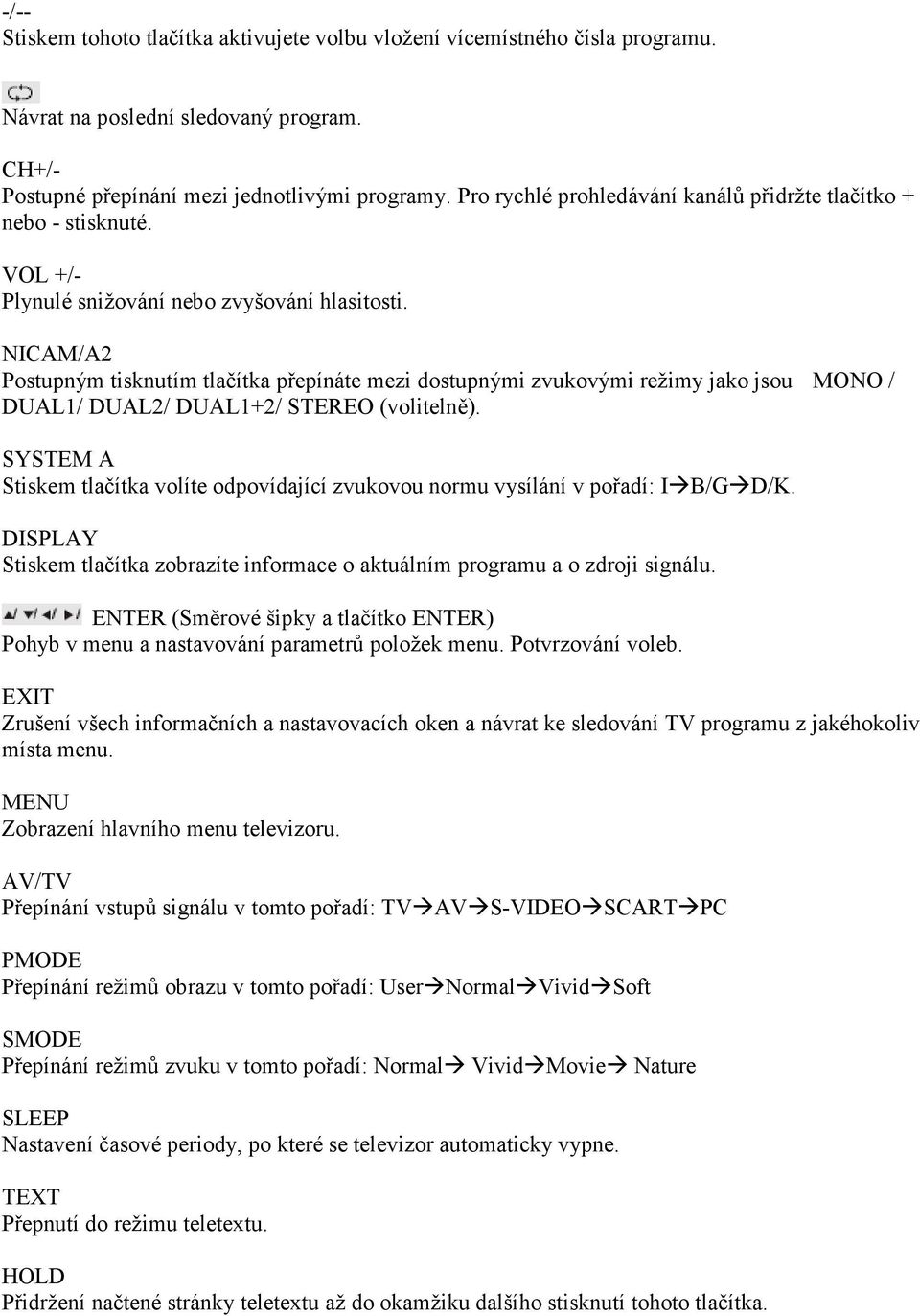 NICAM/A2 Postupným tisknutím tlačítka přepínáte mezi dostupnými zvukovými režimy jako jsou MONO / DUAL1/ DUAL2/ DUAL1+2/ STEREO (volitelně).