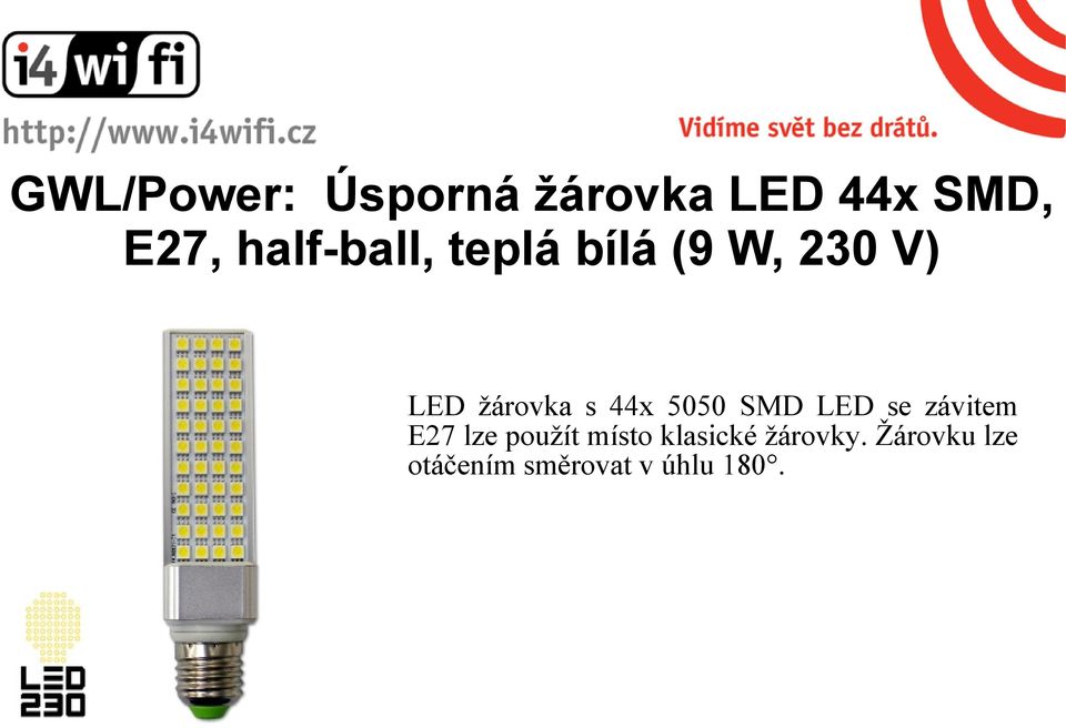 44x 5050 SMD LED se závitem E27 lze použít místo