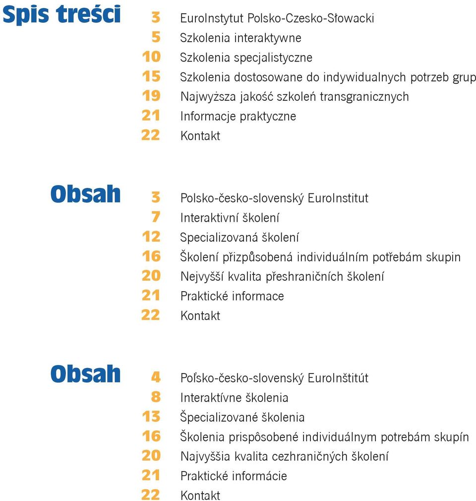 přizpůsobená individuálním potřebám skupin 20 Nejvyšší kvalita přeshraničních školení 21 Praktické informace 22 Kontakt Obsah 4 Poľsko-česko-slovenský EuroInštitút 8