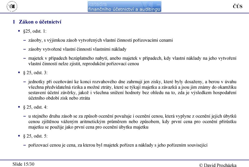 případech, kdy vlastní náklady na jeho vytvoření vlastní činností nelze zjistit, reprodukční pořizovací cenou 25, odst.